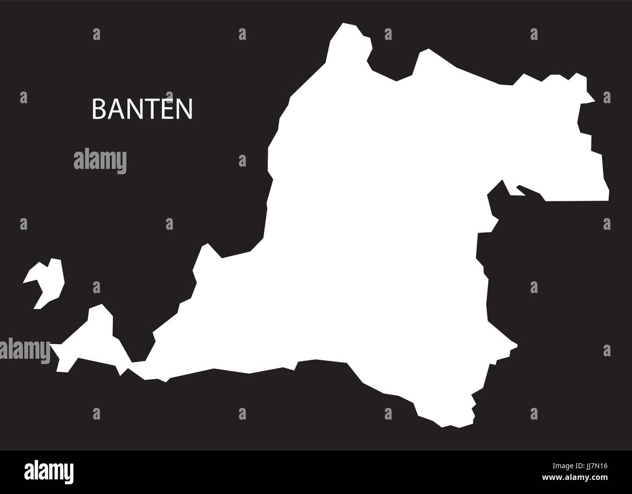 Banten Indonesia map black inverted silhouette illustration shape Stock