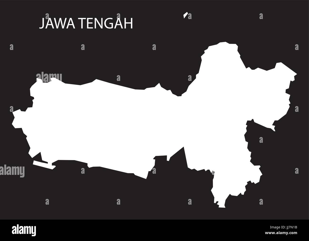 Jawa Tengah Indonesia map black inverted silhouette illustration shape Stock Vector