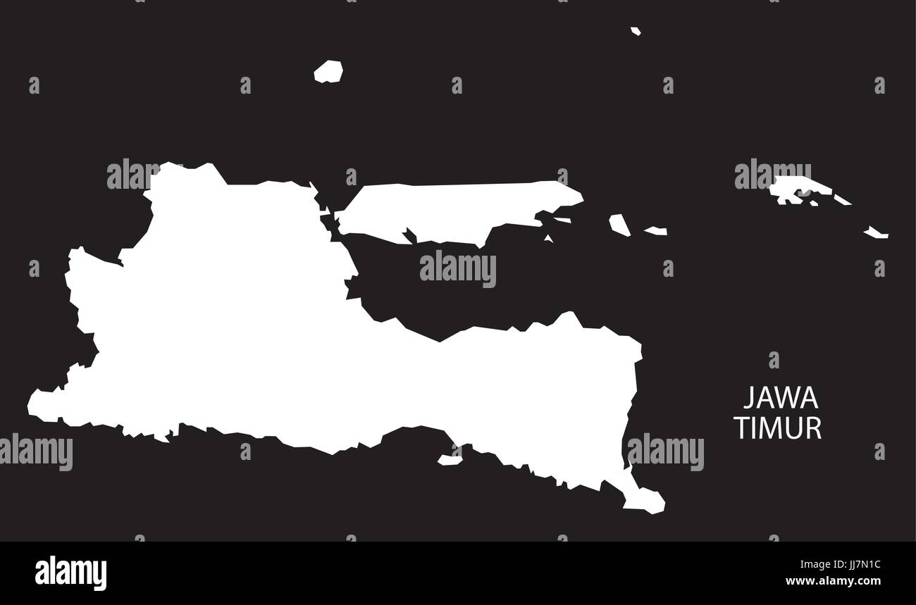 Jawa Timur Indonesia Map Black Inverted Silhouette