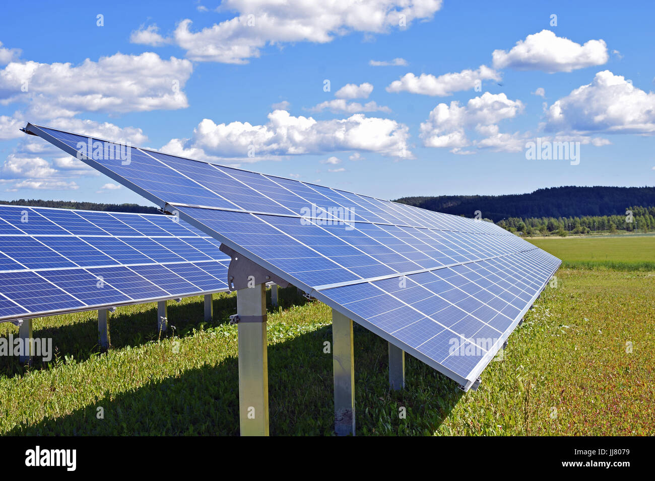 Solar panels on field. Stock Photo
