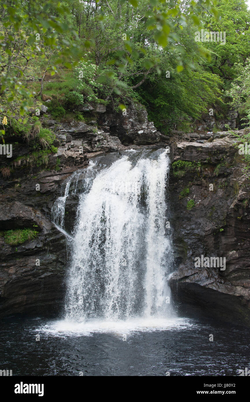 Plodda Falls, Glen Affric, Inverness-shire, Scottish Highlands Stock Photo