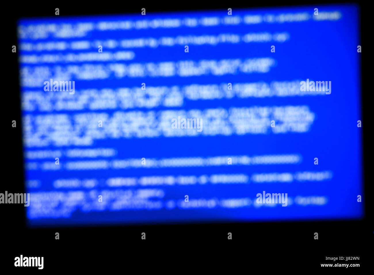 Blue system crash screen. Defocused background Stock Photo