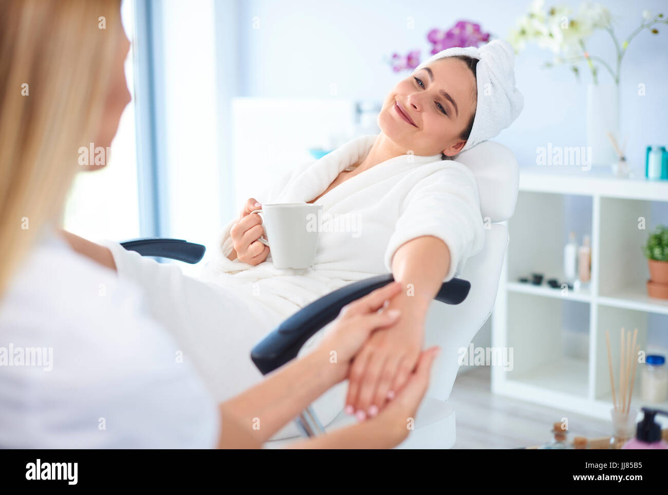 Visits at the spa always make a happier Stock Photo