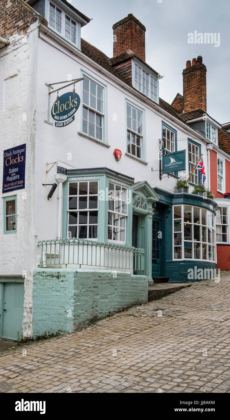 Quay Point in Quay Hill, a cobbled street in Lymington, Hampshire, UK Stock Photo