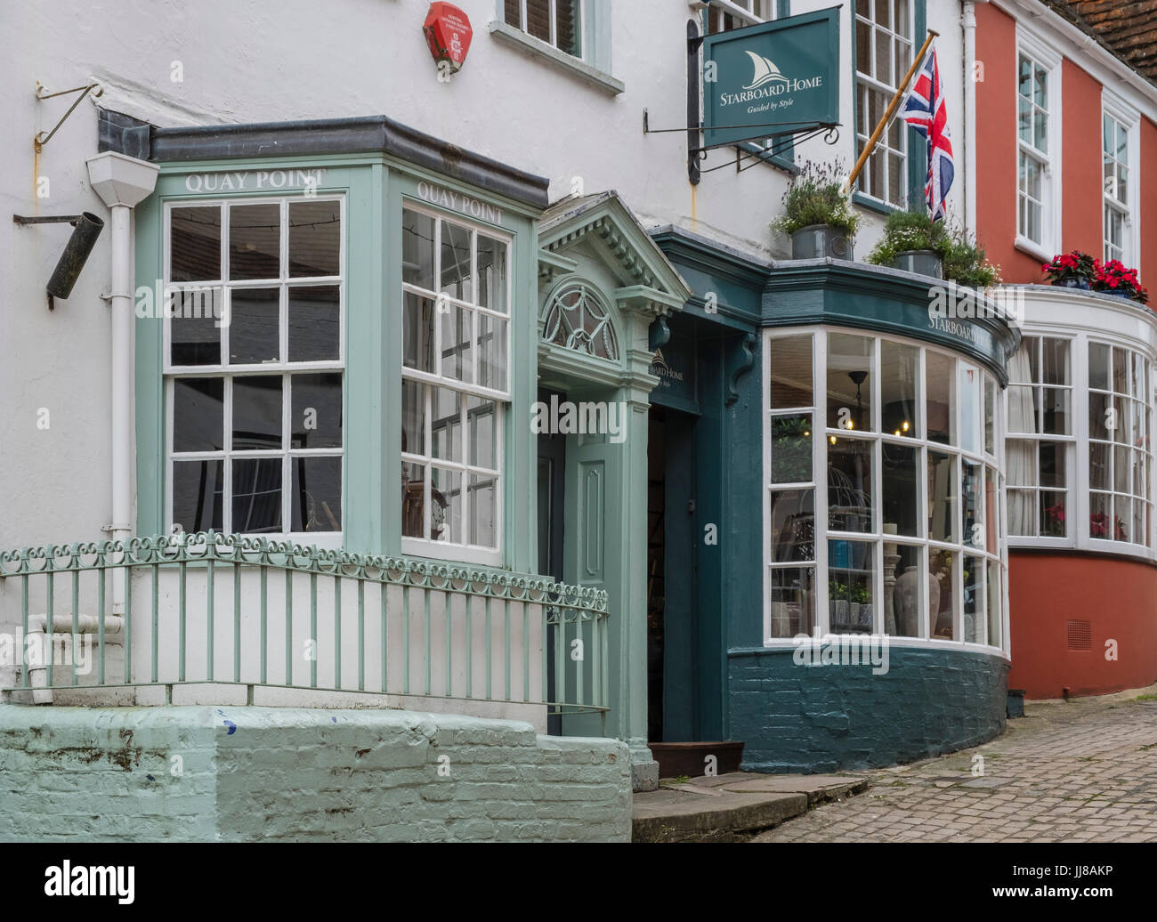Quay Point in Quay Hill, a cobbled street in Lymington, Hampshire, UK Stock Photo