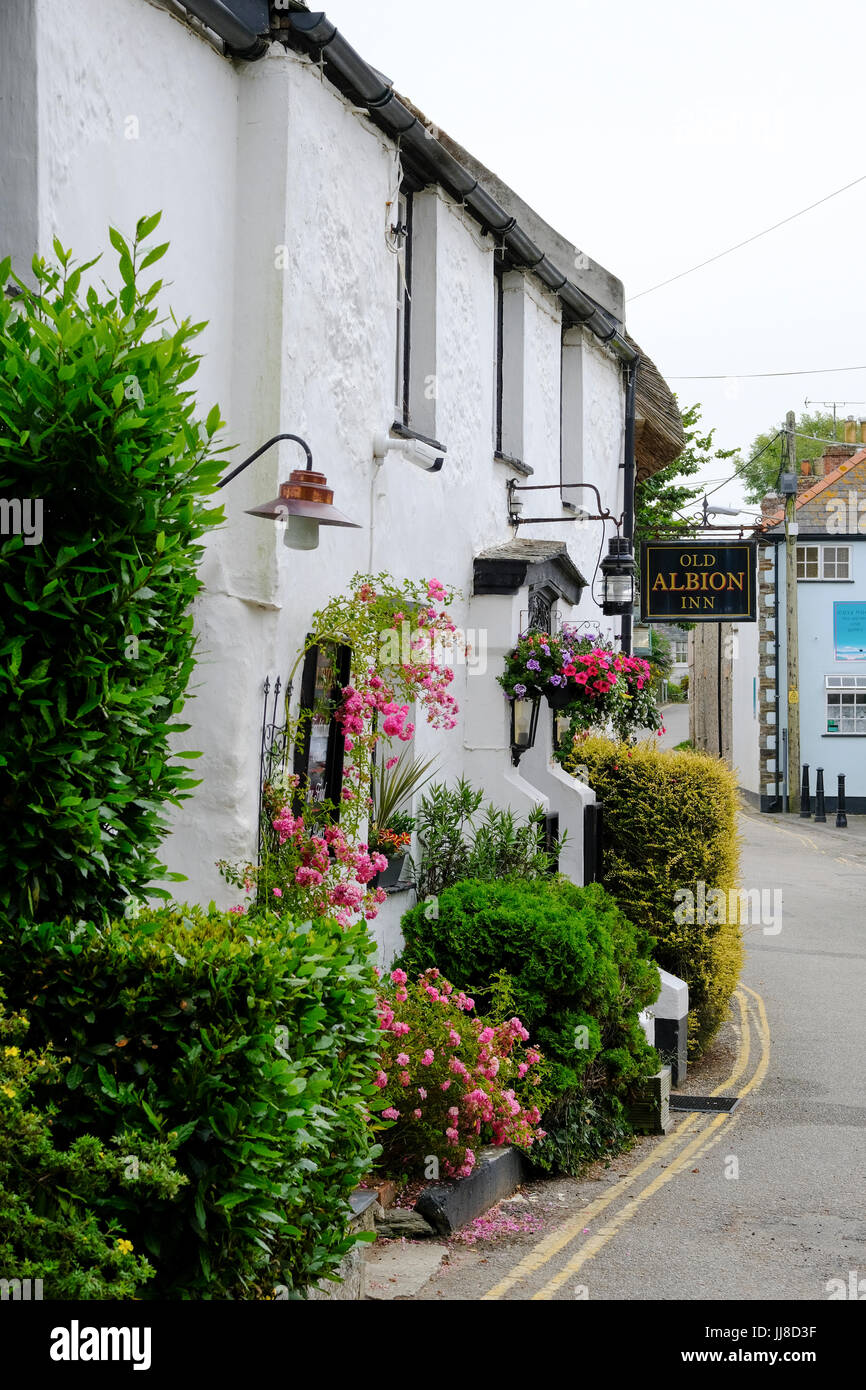 The Old Albion Inn at Crantock in Cornwall Stock Photo