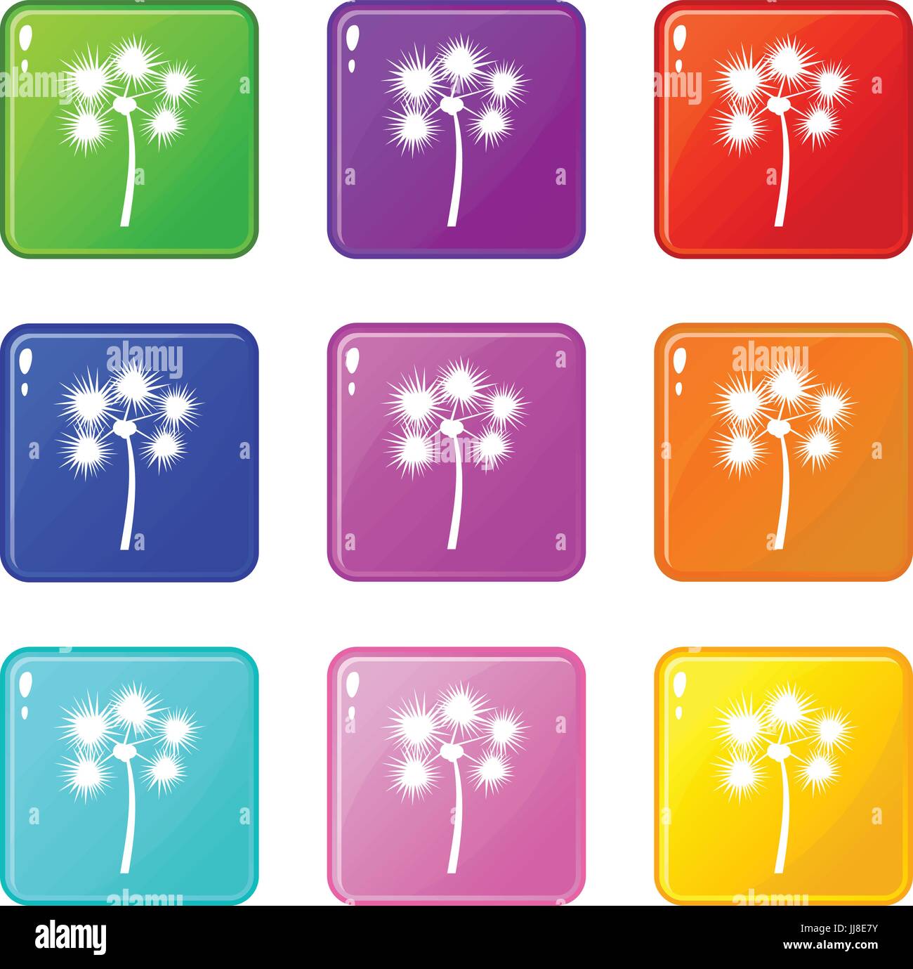 Spiny tropical palm tree icons 9 set Stock Vector Image & Art - Alamy