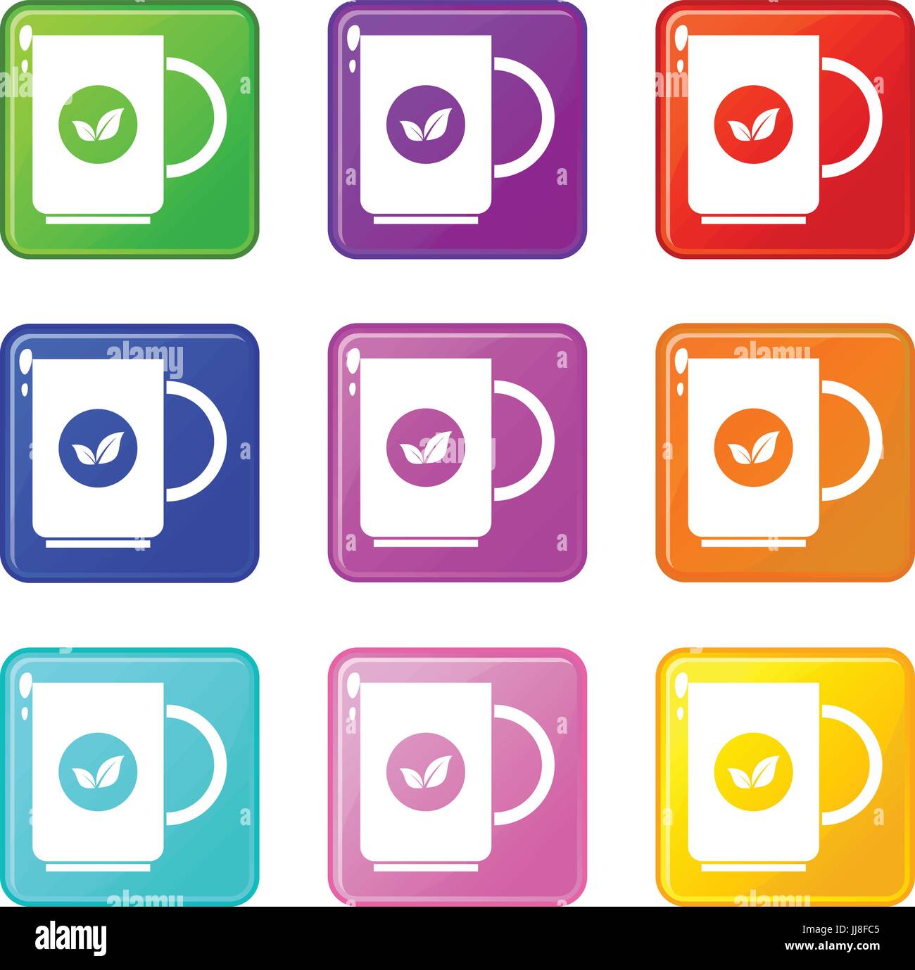 Cup of tea icons 9 set Stock Vector Image & Art - Alamy