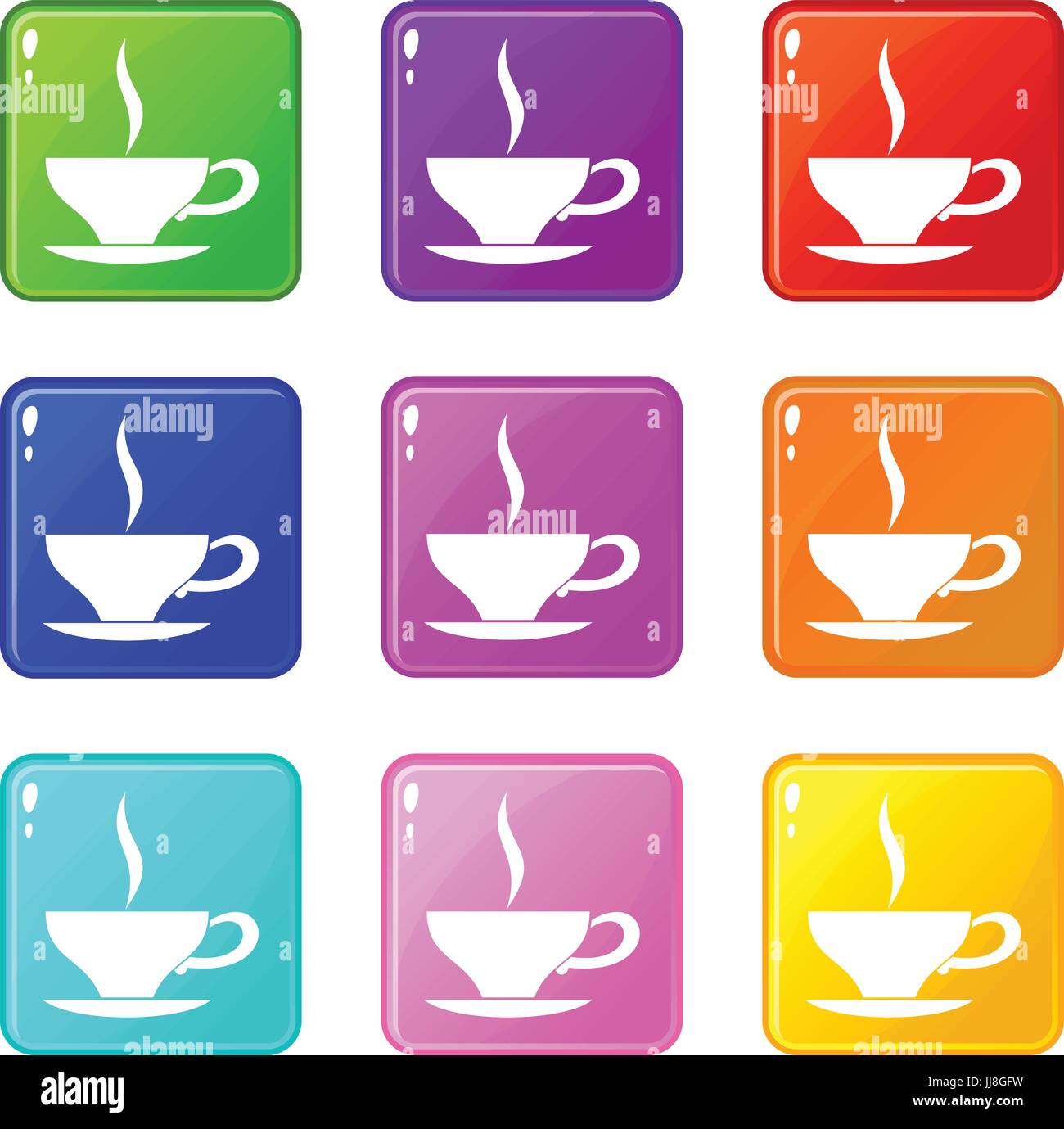 Cup of tea icons 9 set Stock Vector Image & Art - Alamy