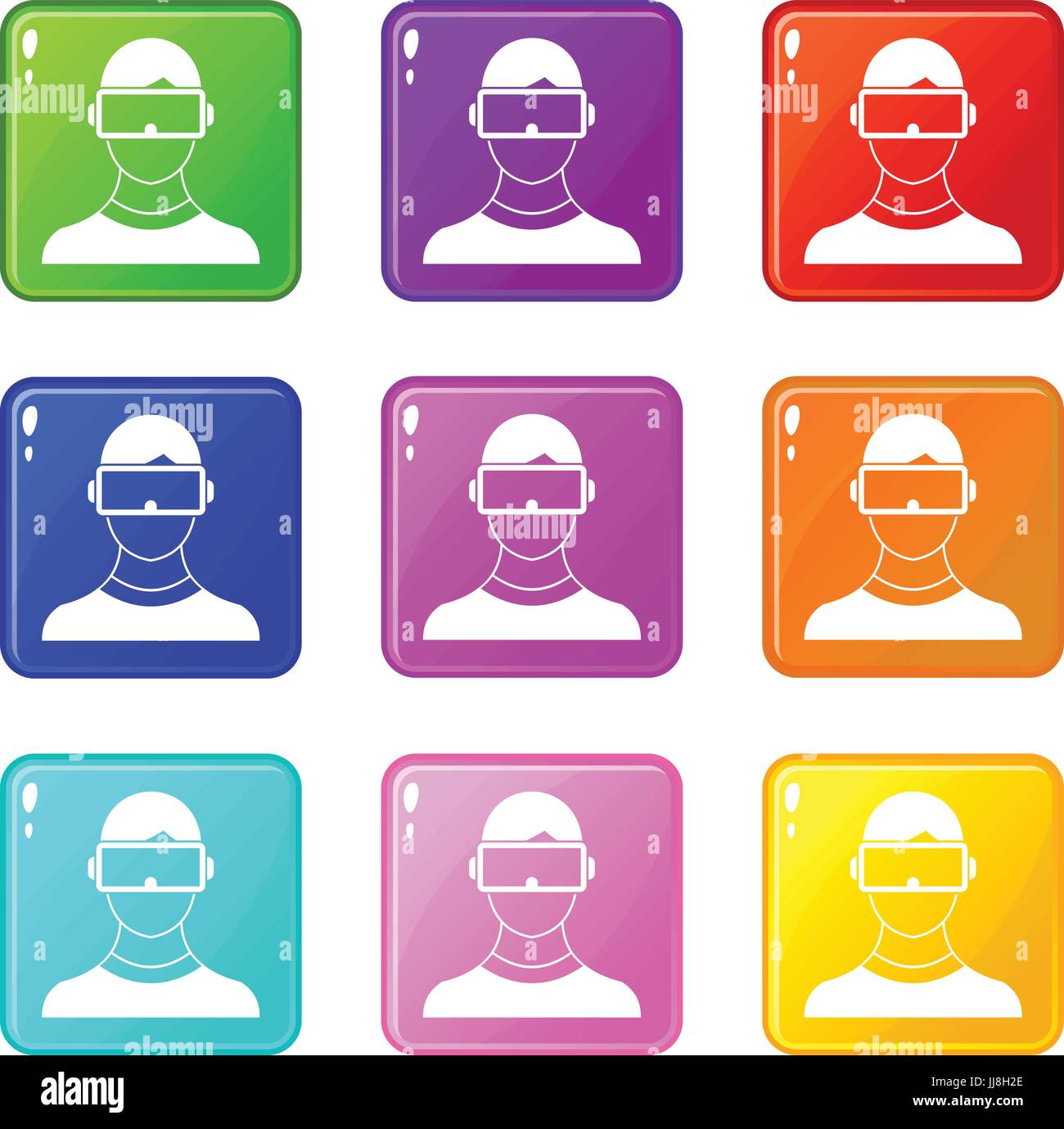 Virtual 3d reality goggles icons 9 set Stock Vector Image & Art - Alamy