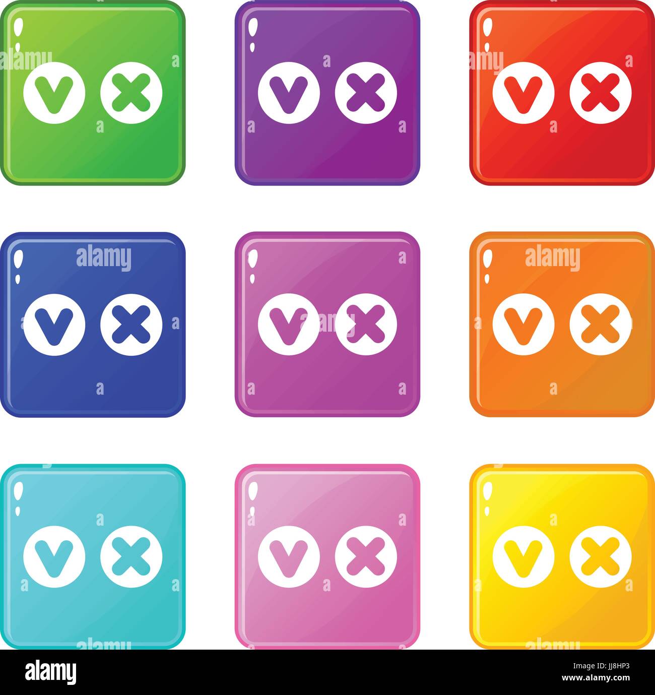 Fat tick and cross in circles icons 9 set Stock Vector Image & Art - Alamy