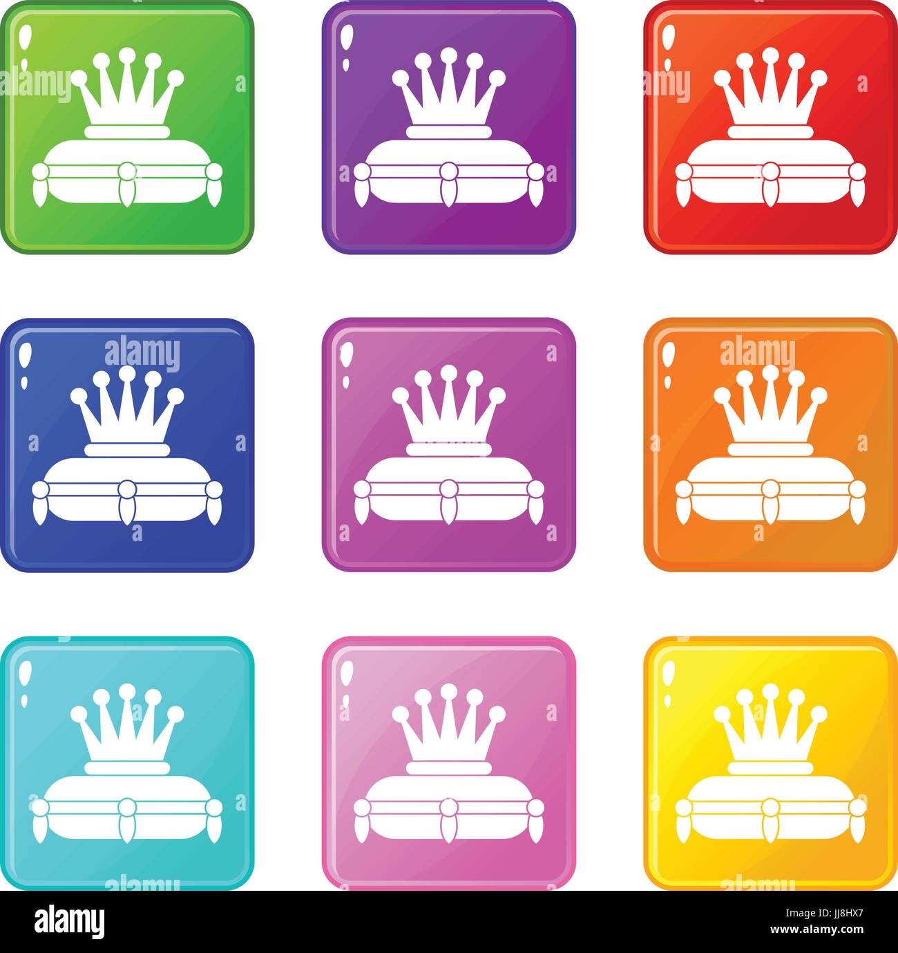 Crown king icons 9 set Stock Vector Image & Art - Alamy