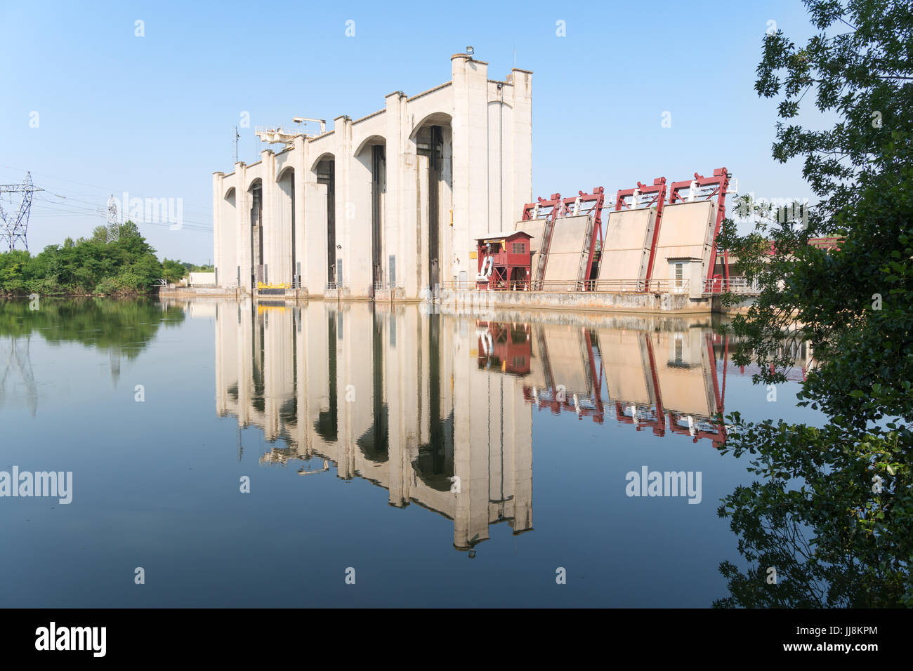 EDF hydro electric power station at Rivières on the river Tarn, southern France, Europe Stock Photo