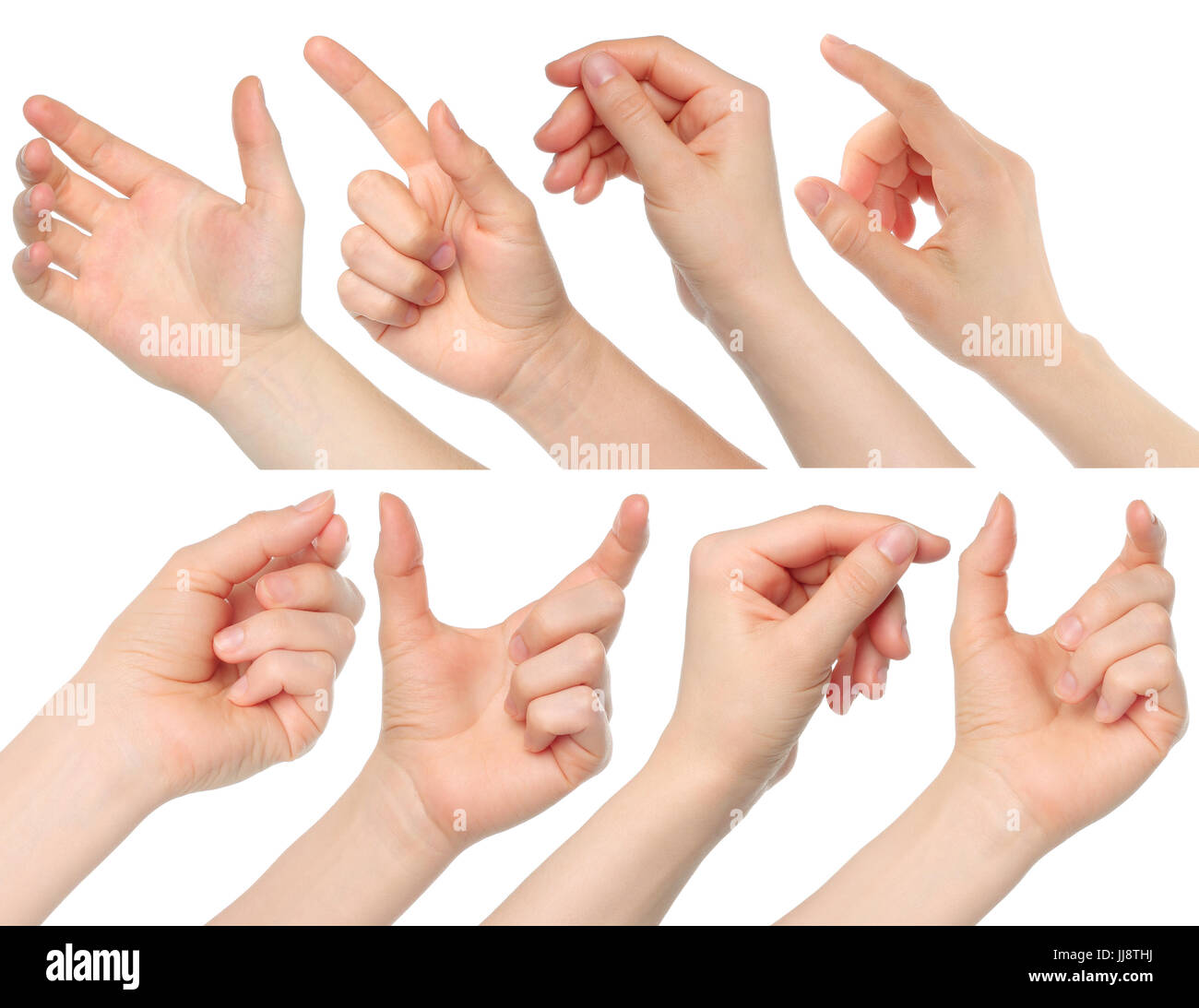 Collage of woman hands on white background Stock Photo