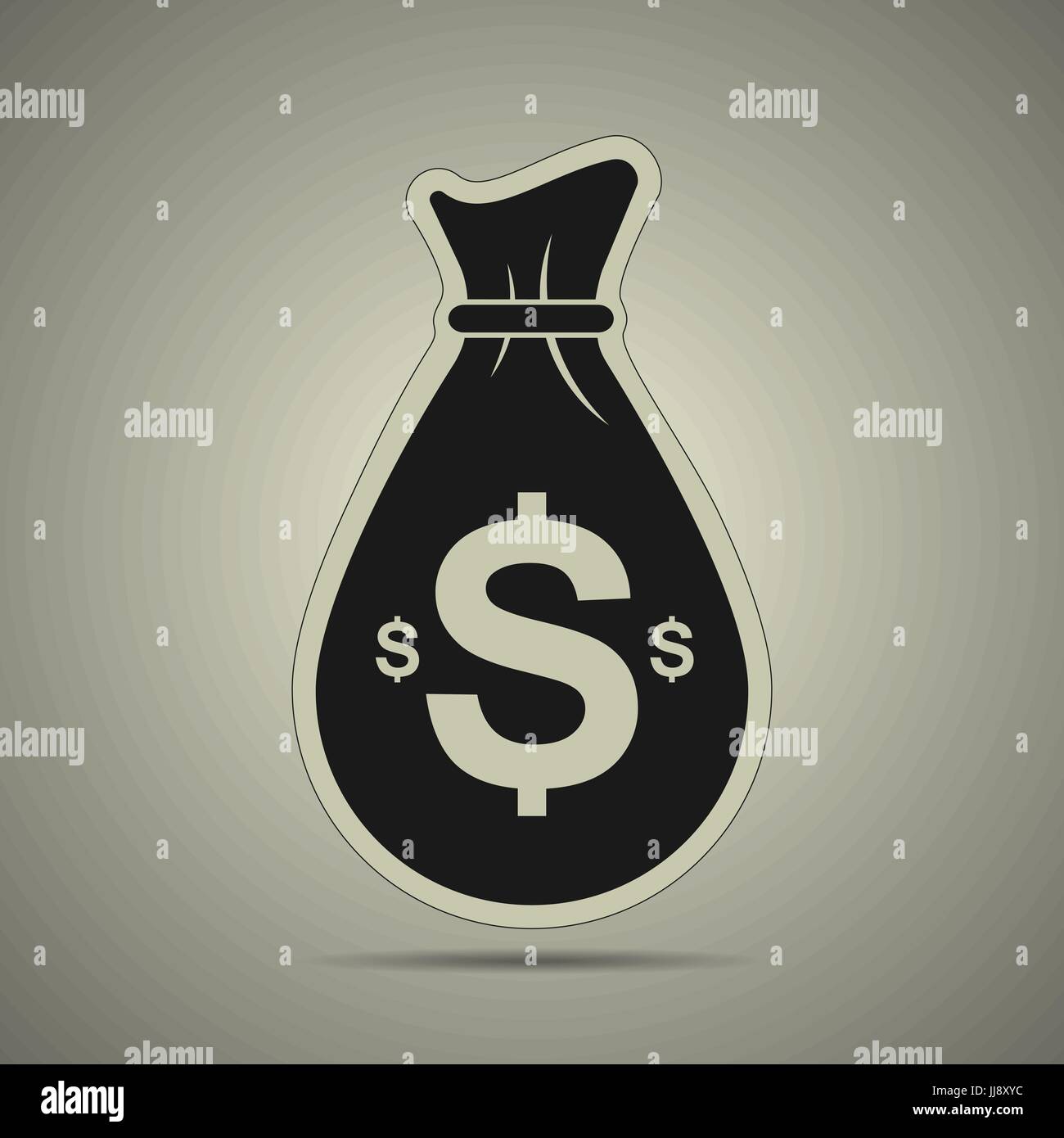 Money bag icon in flat style, black and white colors Stock Vector Image ...