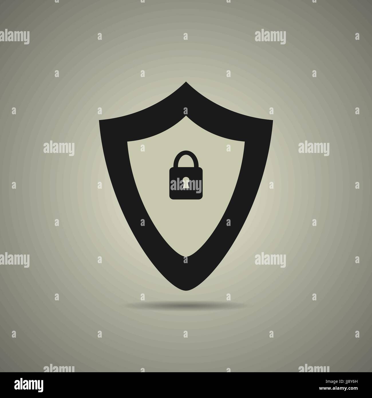 Protection icon in black and white style, isolated Stock Vector