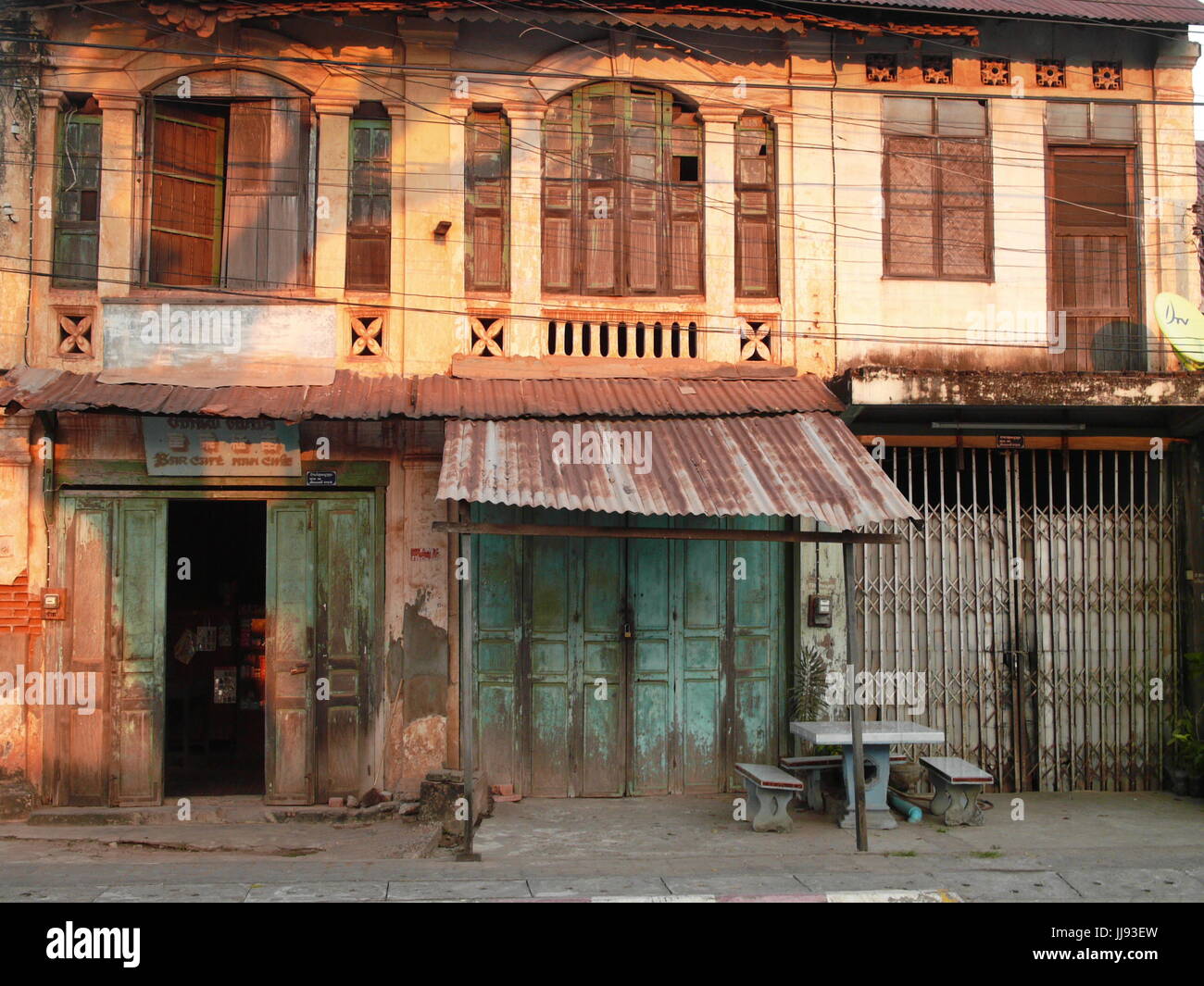 French colonial architecture, Savannakhet, Laos Stock Photo