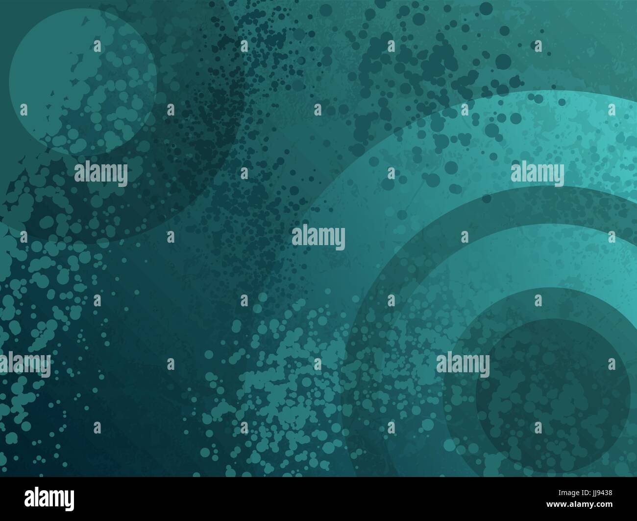 Grunge cartoon spotted halftones turquoise modern background. Distress damaged circles overlay dirty dots paint spray texture effect. Stock Vector
