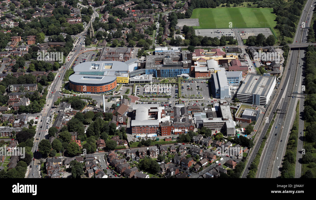 aerial view of Hope Hospital, Salford, Manchester, UK Stock Photo