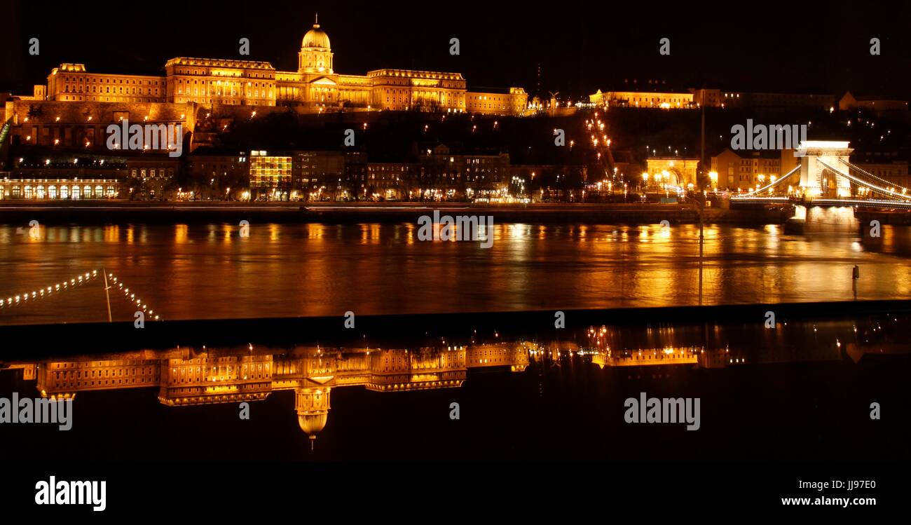 Chain Bridge and Danube river Stock Photo