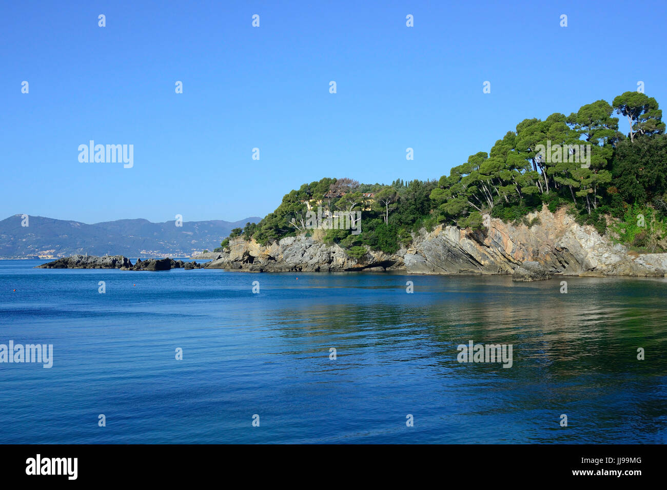 view on the beautiful coast of Fiscaherino di Lerici, Ligury Stock Photo