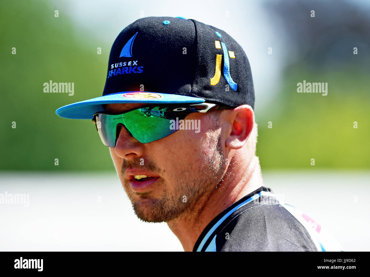 Stiaan van Zyl of Sussex Sharks v Glamorgan in the NatWest T20 blast match at the Arundel Castle ground in West Sussex UK Sunday 9th July 2017 Stock Photo