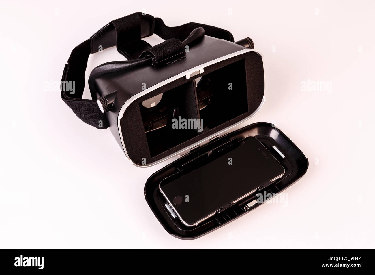 virtual reality simulator glasses for smartphone on white, vr experience Stock Photo