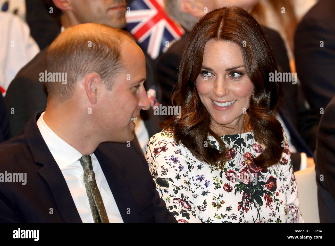 The Duke and Duchess of Cambridge attend a reception inside the Gdansk Shakespeare Theatre on the second day of their three-day tour of Poland. Stock Photo