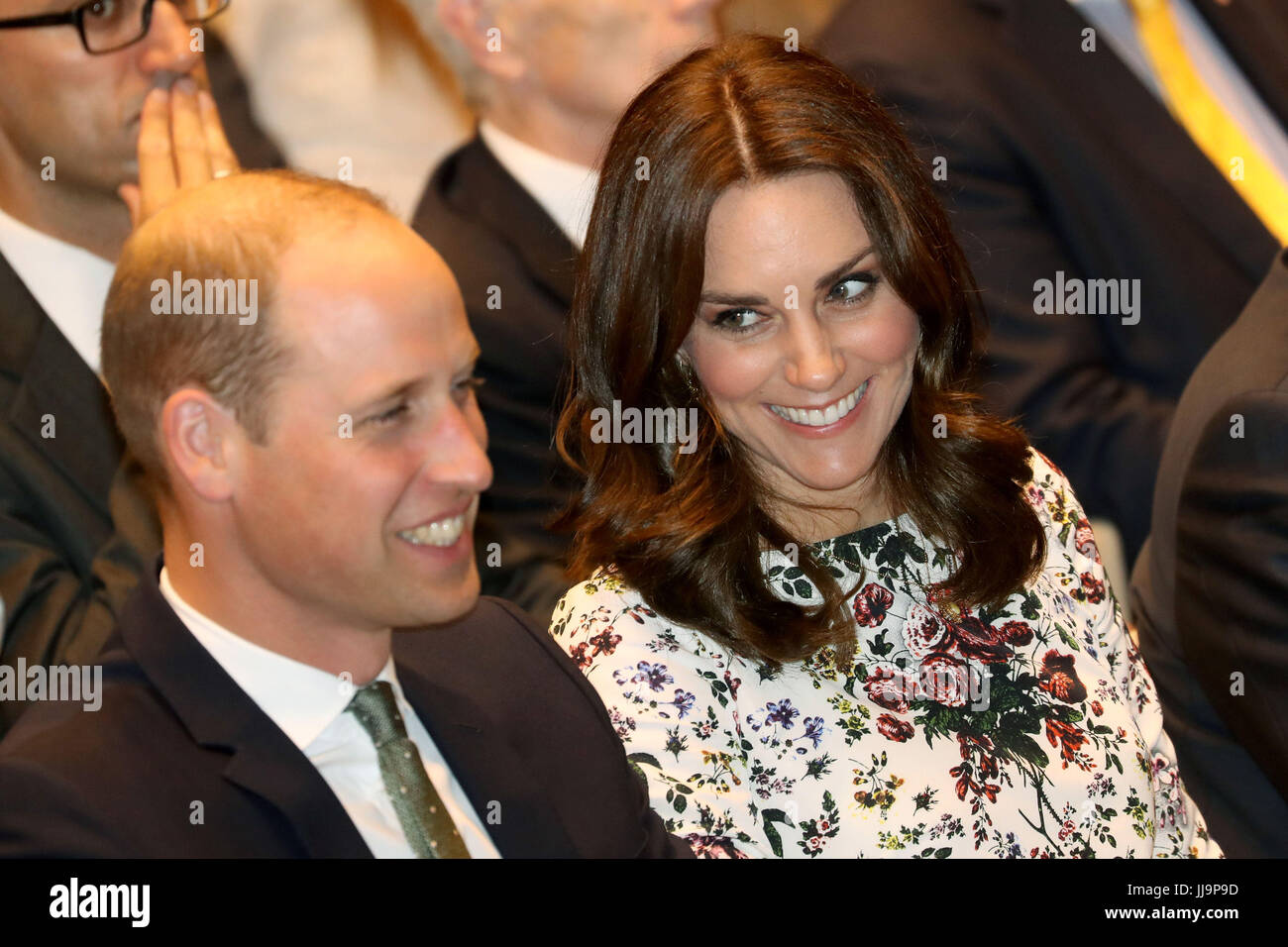 The Duke and Duchess of Cambridge attend a reception inside the Gdansk Shakespeare Theatre on the second day of their three-day tour of Poland. Stock Photo