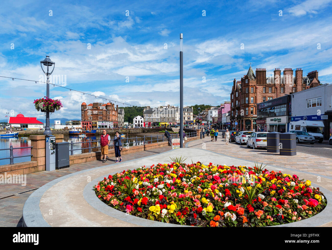 Seafront and harbour in Oban town centre, Argyll and Bute, Scotland, UK Stock Photo