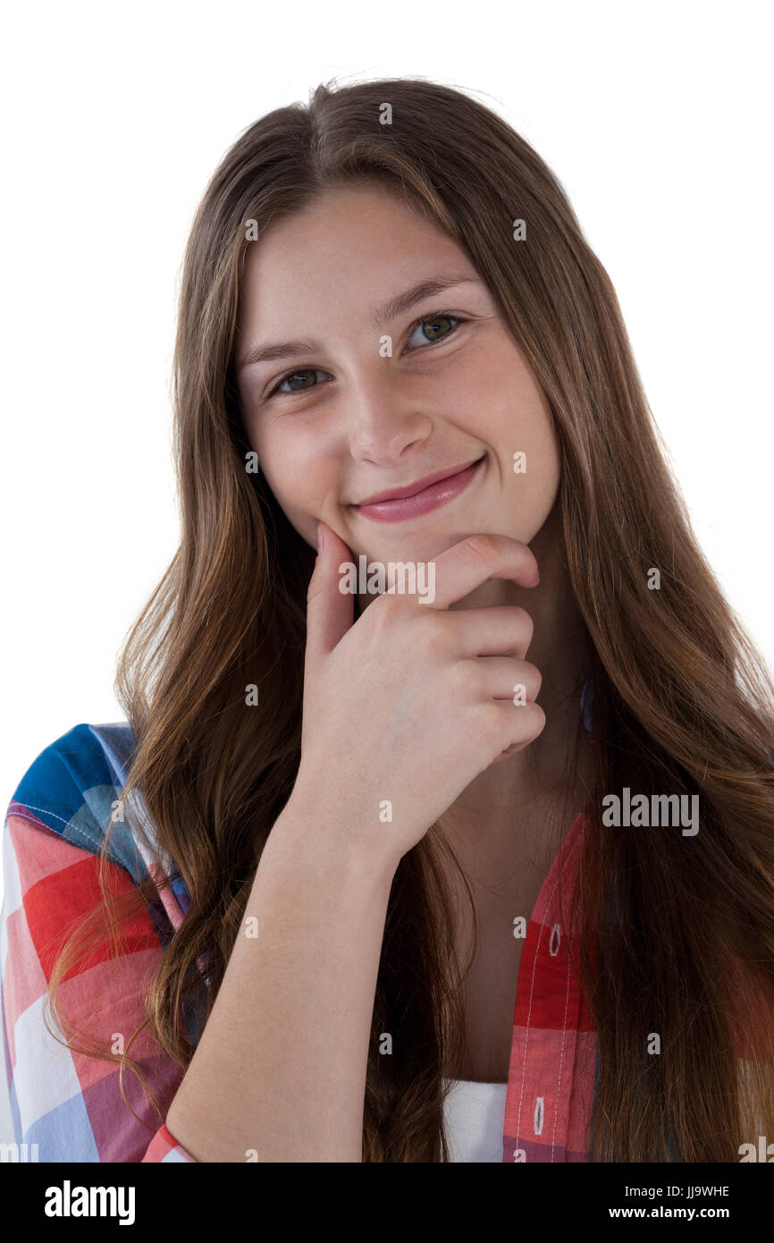 Smiling teenager girl studio hi-res stock photography and images - Alamy