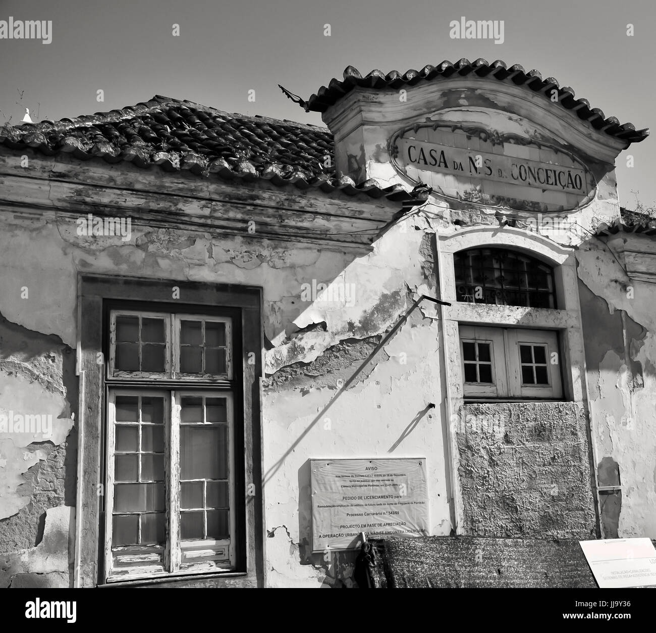 Black and white photo of a Decadent house Stock Photo