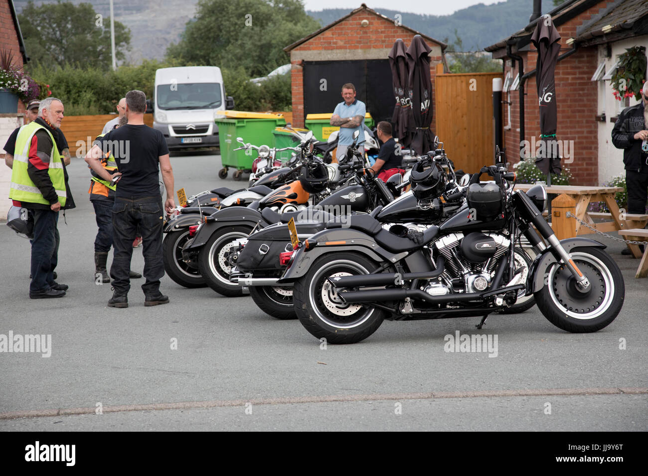 Harley Davidson. Area 29 Club meet  Horseshoe Inn,Ardleen, Powys,July 2017 Stock Photo