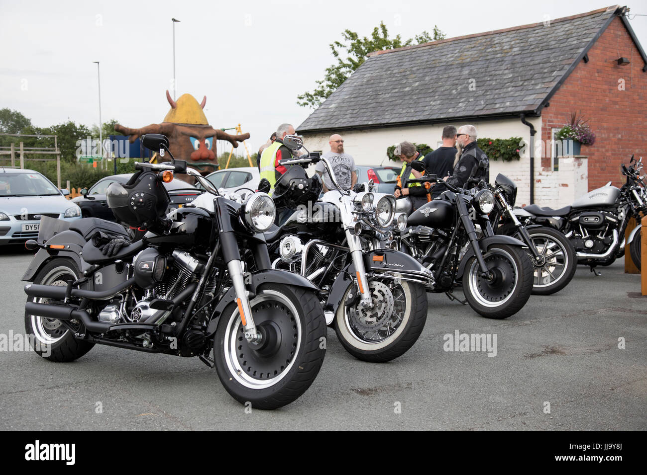 Harley Davidson. Area 29 Club meet  Horseshoe Inn,Ardleen, Powys,July 2017 Stock Photo