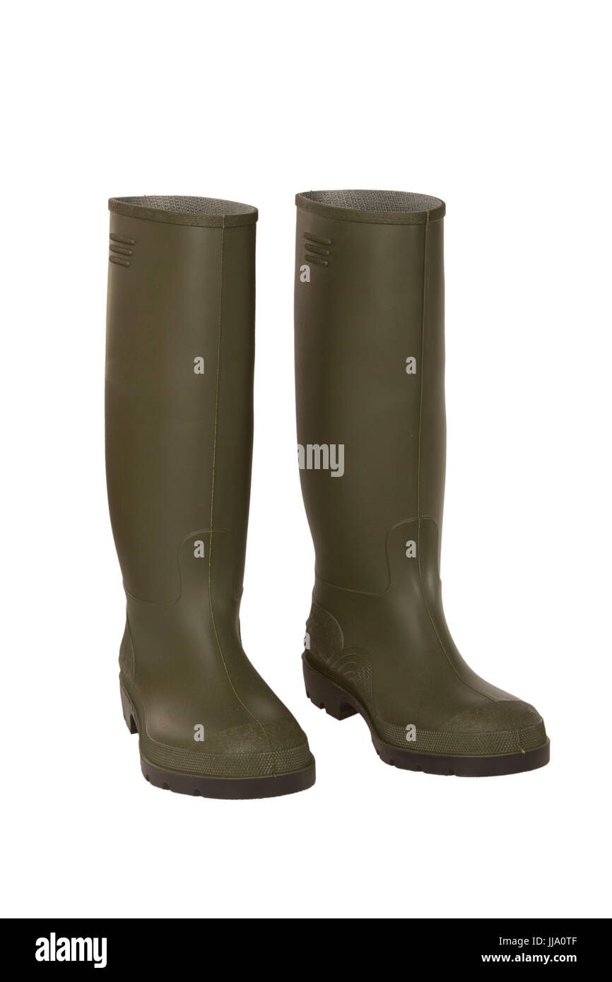 Grenn Rubber Boots isolated on white background Stock Photo - Alamy