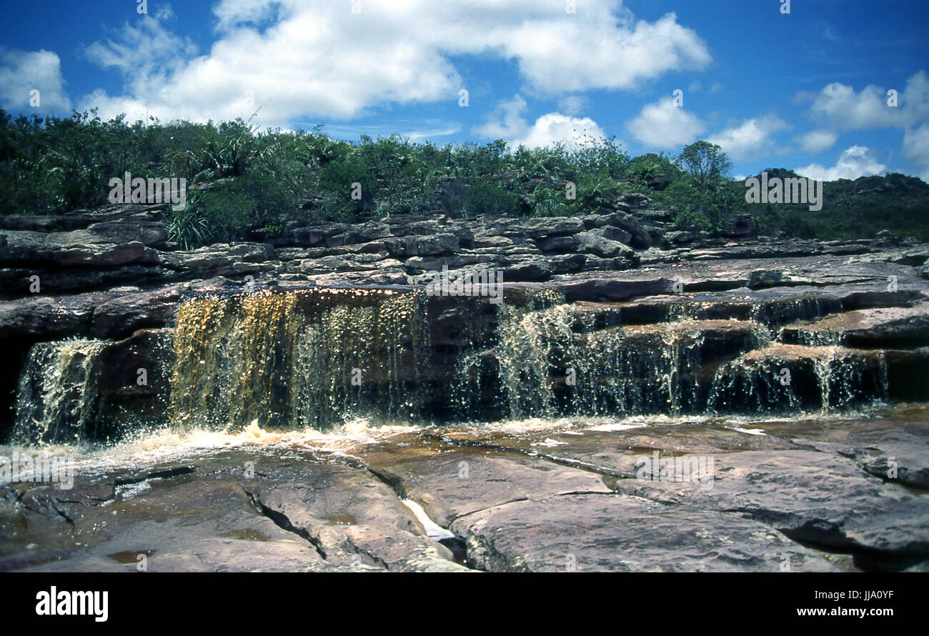 Smoke waterfall; Munic. From Palmeiras; Chapada da Diamantina; Bahia; Brazil Stock Photo