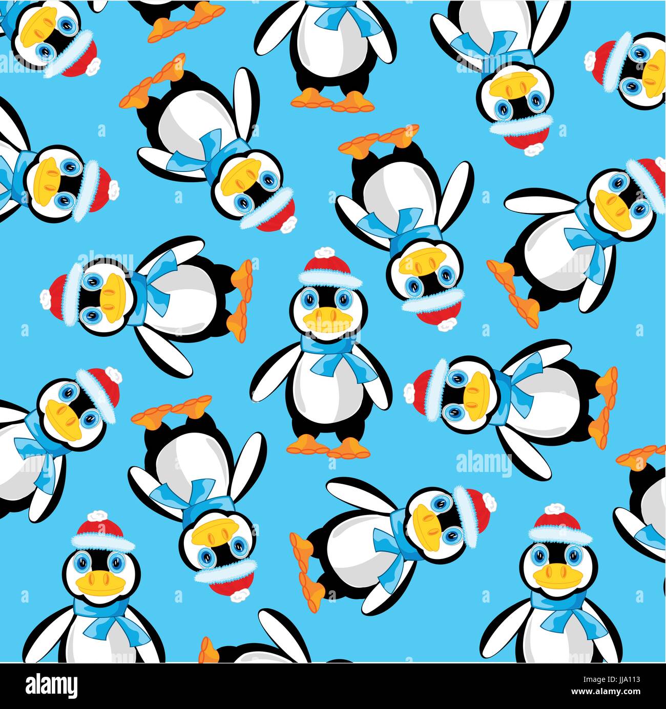 Penguins on turn blue background Stock Vector Image & Art Alamy