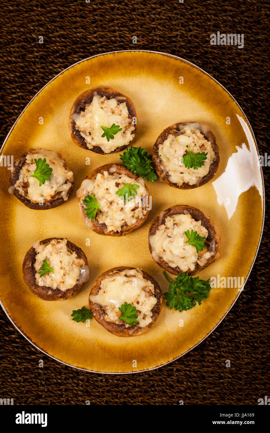 Vegetarian Cheese and Bacon Stuffed Mushroom Stock Photo Alamy