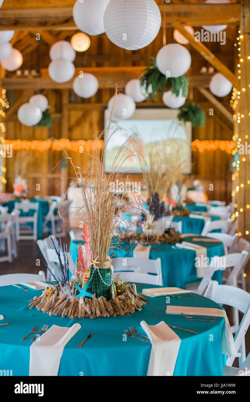 Cute Fun Handmade Beach Themed Ocean Wedding Reception