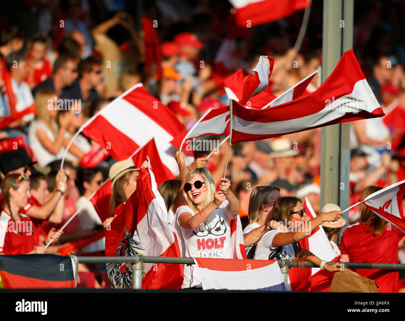 Deventer, Netherlands. 18th July, 2017. Austrian football fans ...