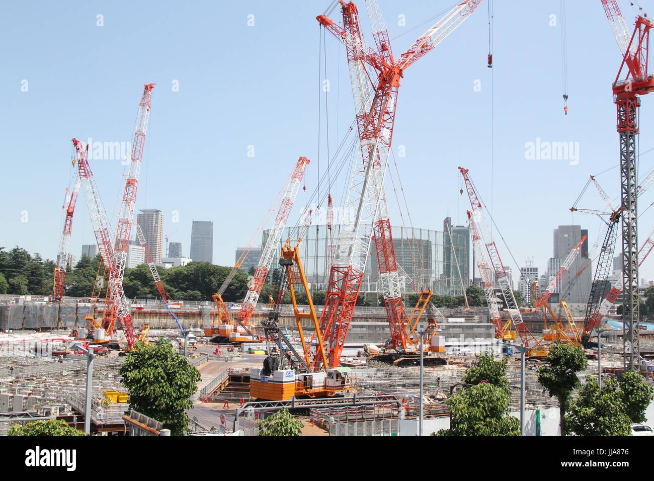 A general view of the New National Stadium under construction on July 15, 2017 in Shinjuku-ku Tokyo, Japan. Credit: Hiroyuki Ozawa/AFLO/Alamy Live News Stock Photo
