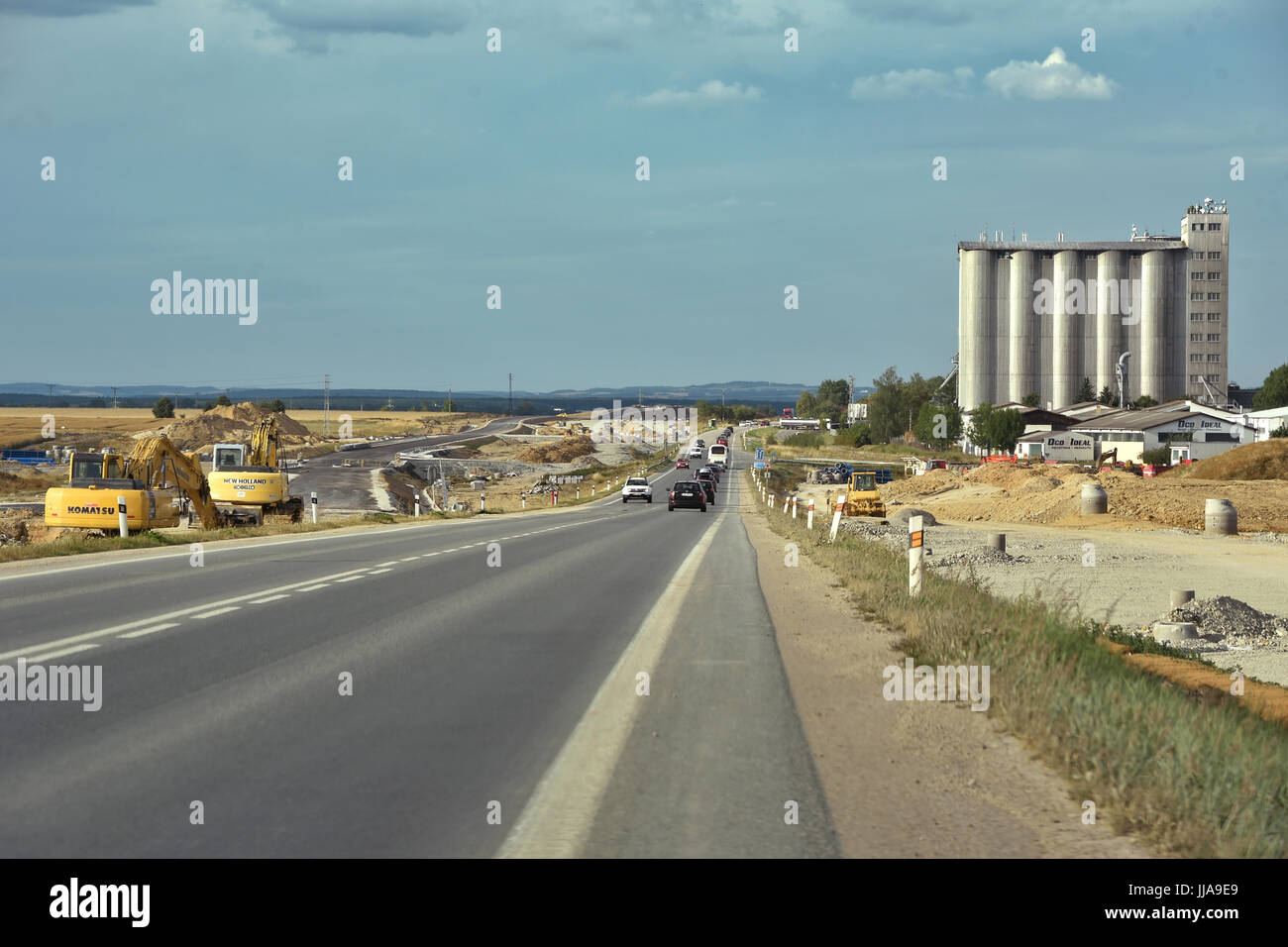 Dynin, Czech Republic. 16th July, 2017. The D3 motorway leading from Prague to the south Bohemian centre Ceske Budejovice and Linz, the capital of Upper Austria, is intensively build on the photo of July 16, 2017. Credit: Vaclav Pancer/CTK Photo/Alamy Live News Stock Photo