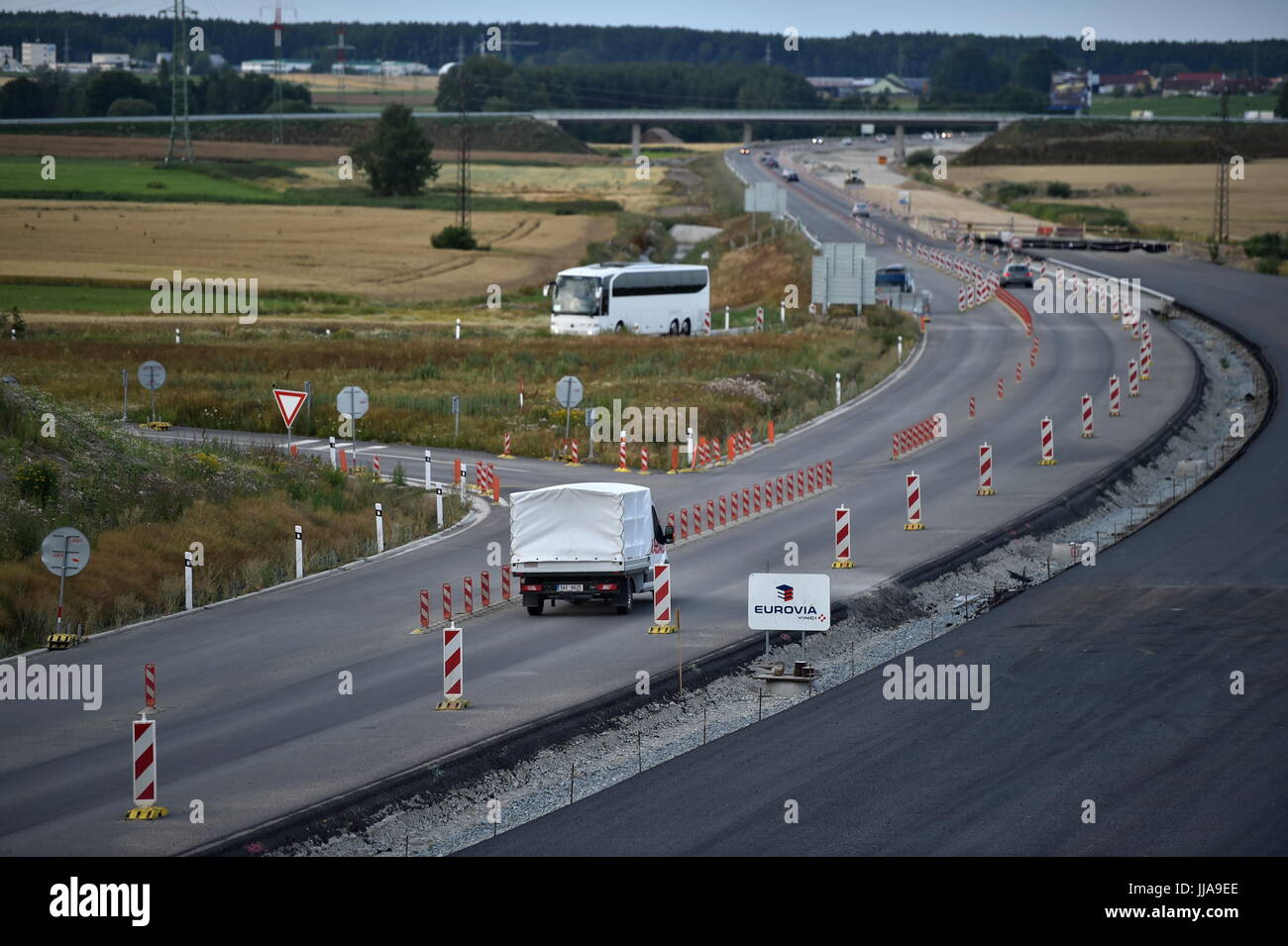 Horusice, Czech Republic. 16th July, 2017. The D3 motorway leading from Prague to the south Bohemian centre Ceske Budejovice and Linz, the capital of Upper Austria, is intensively build on the photo of July 16, 2017. Credit: Vaclav Pancer/CTK Photo/Alamy Live News Stock Photo