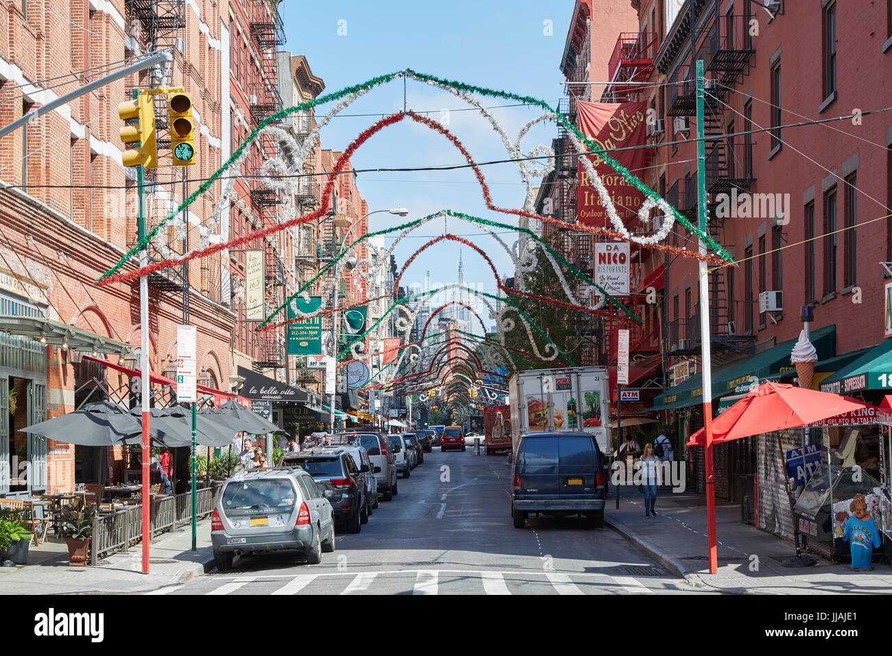 Little Italy street in a sunny morning in New York Stock Photo