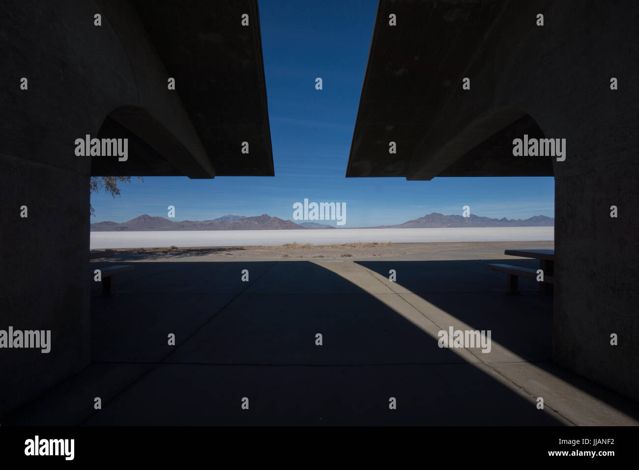 Bonneville Salt Flats rest area, Utah Stock Photo Alamy