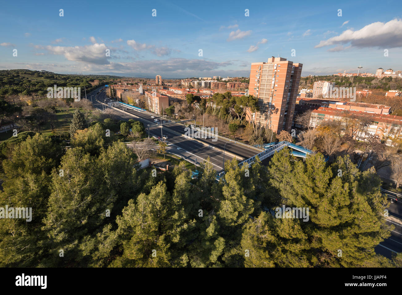 Madrid cityscape aerial view from casa de campo. Stock Photo