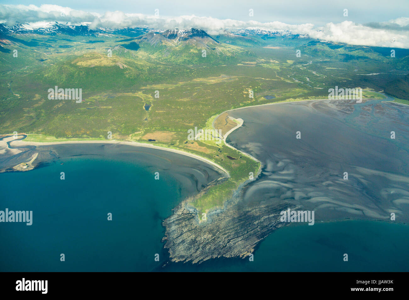 Abstract landscape from above, Cook Inlet, Alaska, USA Stock Photo