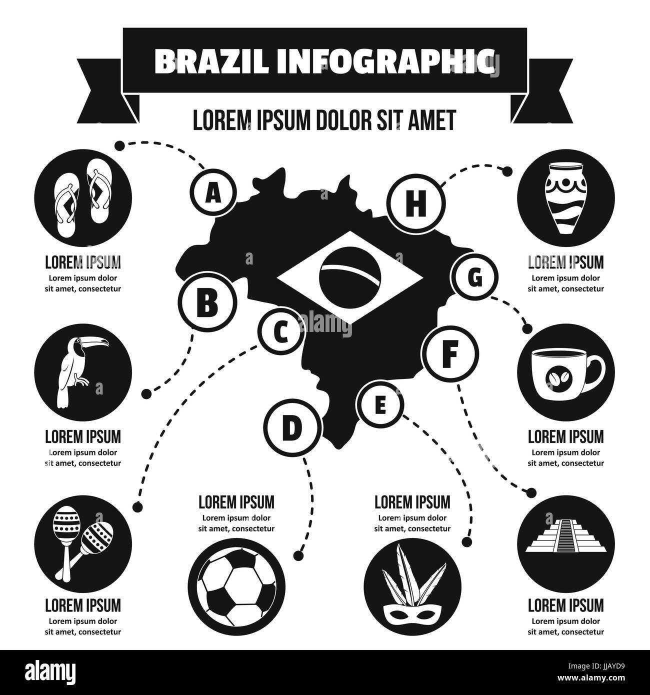 Brazil infographic concept, simple style Stock Vector