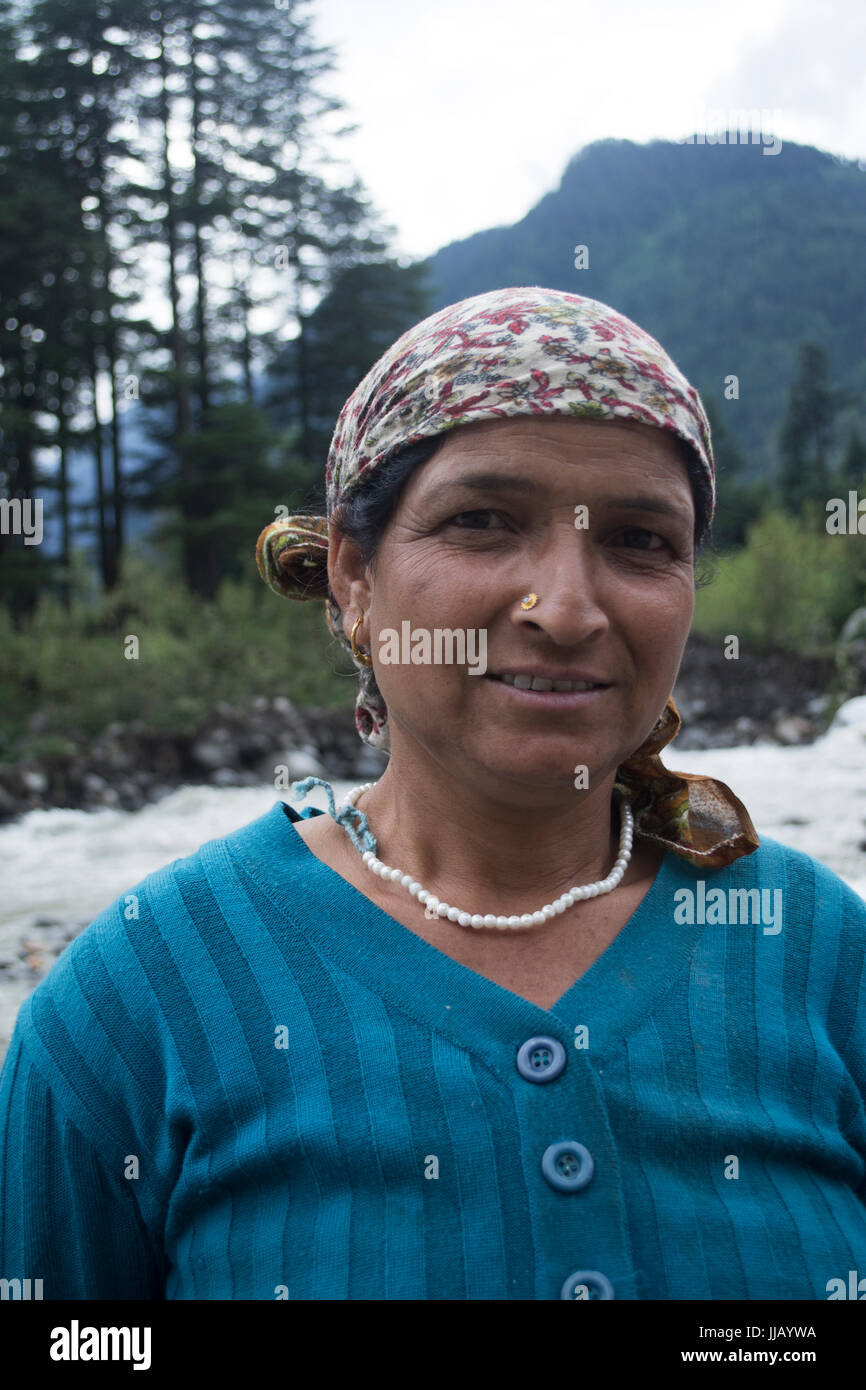 Himachal Pradesh, India. Informal portrait of woman Stock Photo
