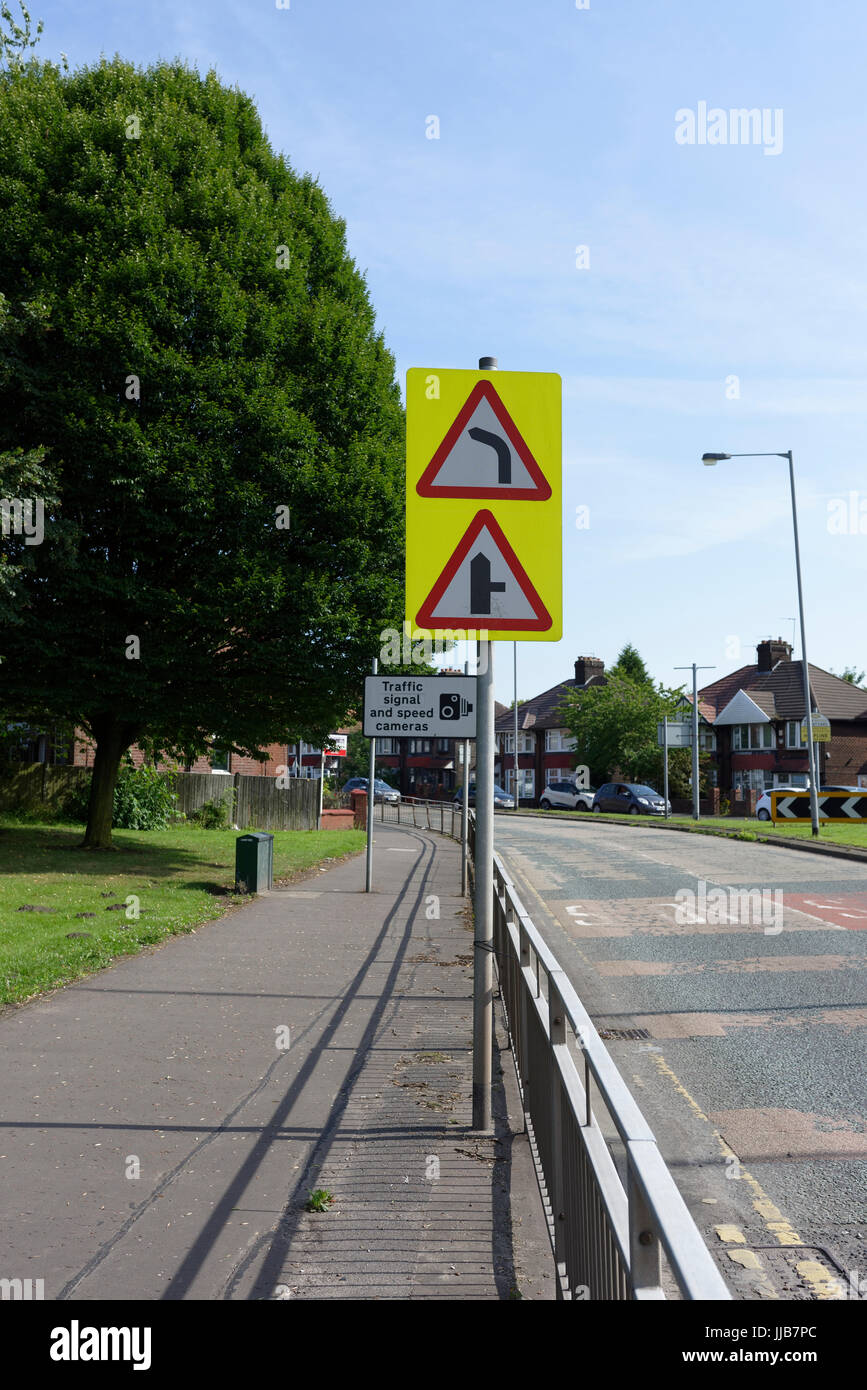 Road signs near dual carriageway in whitefield near bury in lancashire